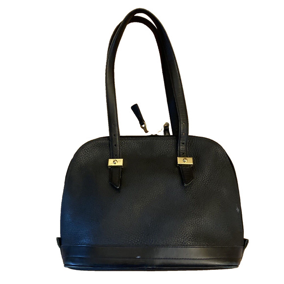 Vintage Dooney & Bourke AWL Buckle Satchel Zip Top Purse Bag Black Leather - Picture 5 of 16